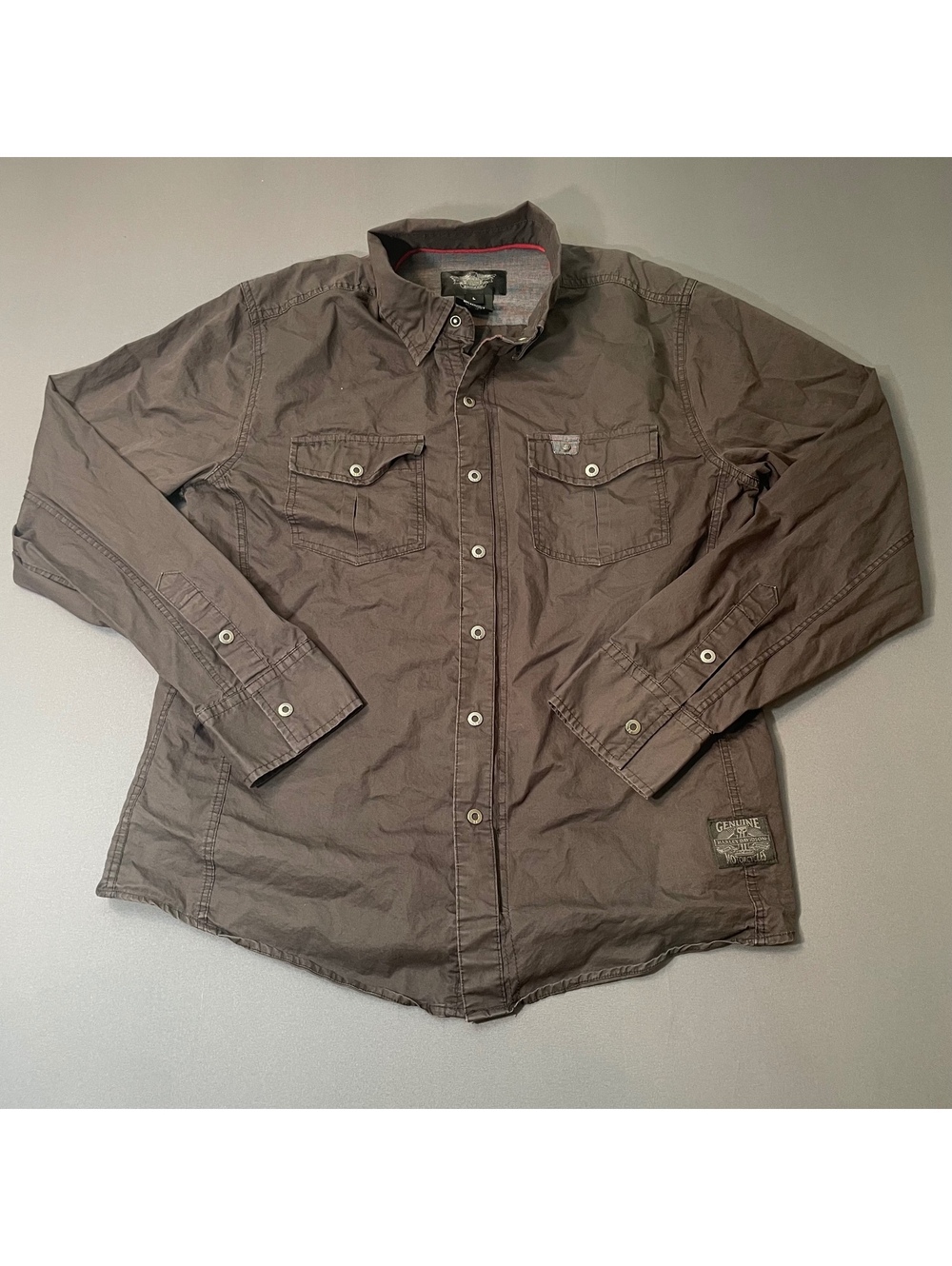 Harley-Davidson Men's Long Sleeve Button-Up Zip-Up Combo Shirt 100% Cotton Large